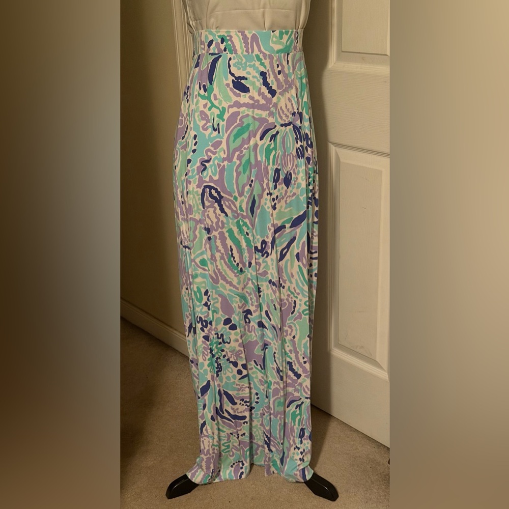 Lilly Pulitzer Maxi Skirt in Purple and Green Print